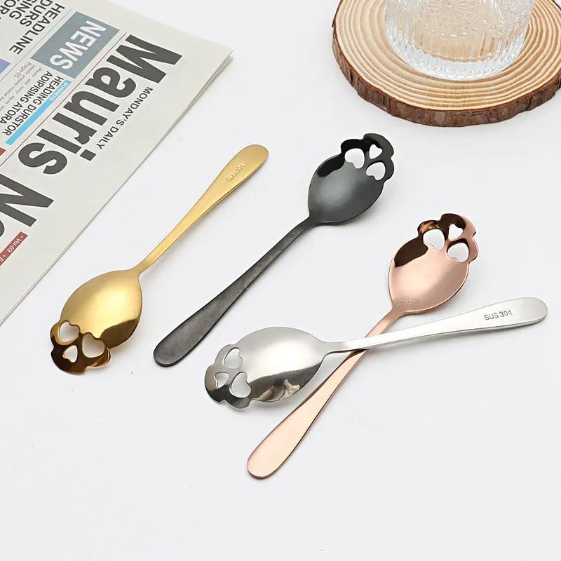 1PCS Coffee Spoon Creative Skull Shape Teaspoon Stainless Steel Tableware Dessert Coffee Scoop For Tea Sugar Christmas Gifts