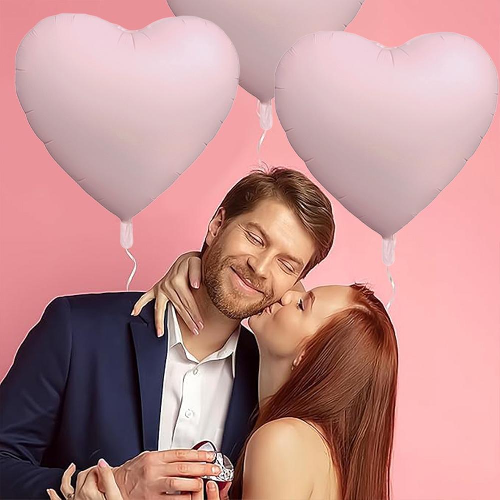 3-Pack 30-inch Hartvormige Aluminiumfolie Ballonnen, Mat Roze Hart Ballonnen, Feestballonnen, Geschikt voor Valentijnsdag, Verjaardagsfeestje