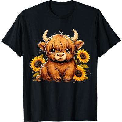 Sunflower Highland Cow Farm T-Shirt