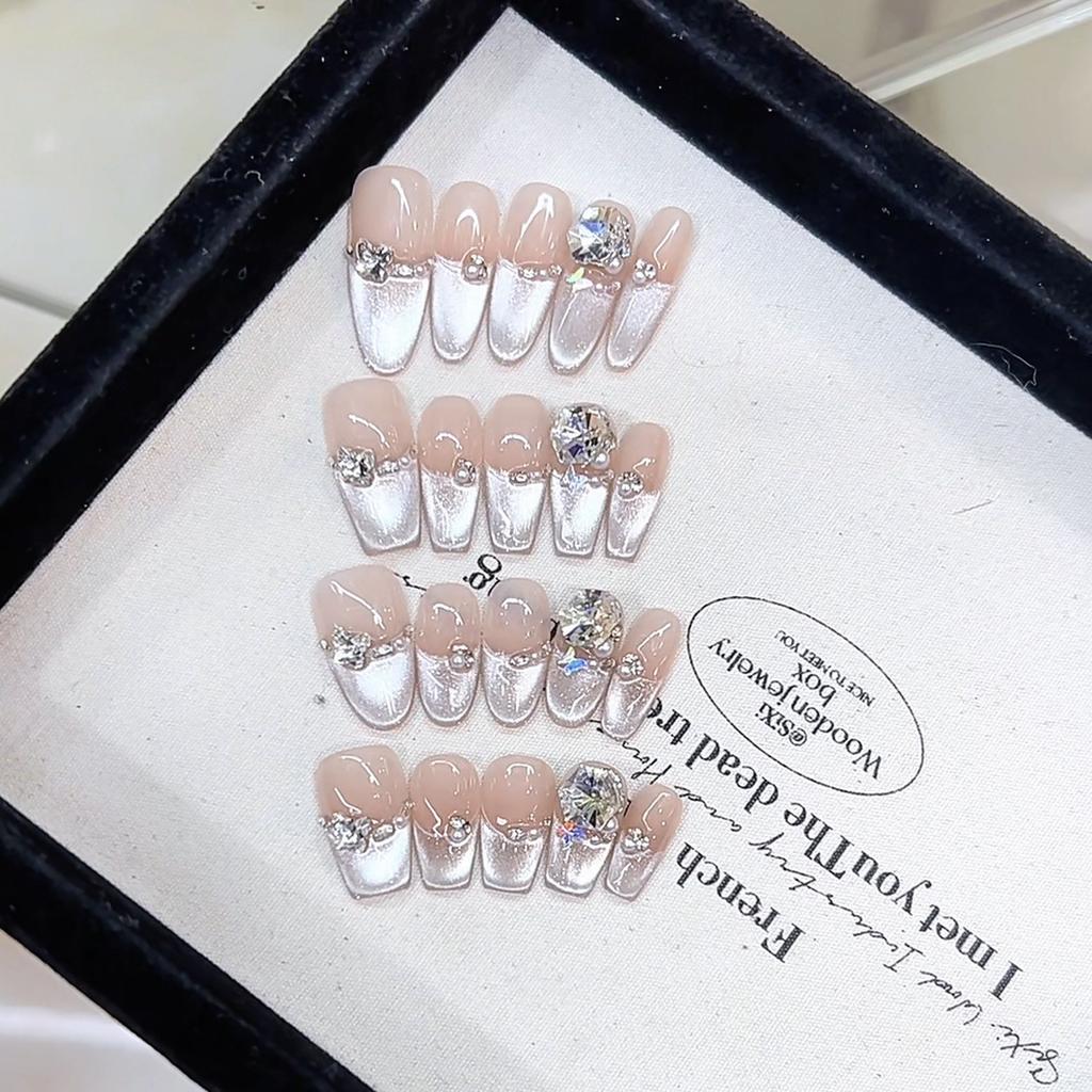 Pure Hand-dressed Armor Spring and Summer New Style Shining Galaxy Three-dimensional Ice-transparent Cat Eye Pure Desire Nail Sticker