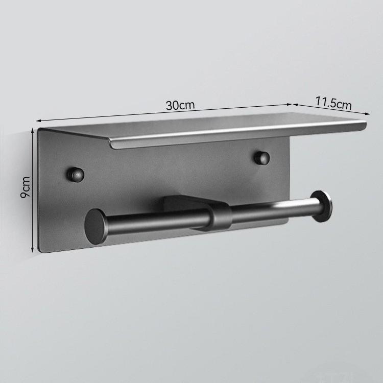 Gunmetal Grey Stainless Steel Wall-Mounted Toilet Paper Holder with Storage Rack