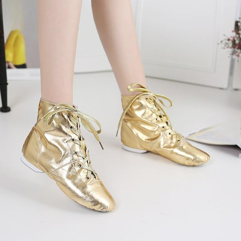 

Золотые и Серебряные Высокие Танцевальные Туфли Кожаные Глянцевые Сценические Взрослые Детские Холщовые Джазовые Ботинки Обувь Черные Женские 28 золотой