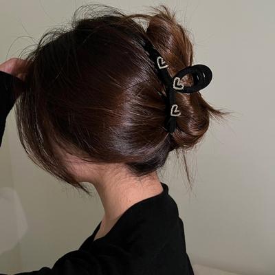 Love Rhinestone Flocking Clip, Headdress, Large Hairpin, High Ponytail On the Back of the Head, Hair Grab Clip, Hair Accessories, Japanese