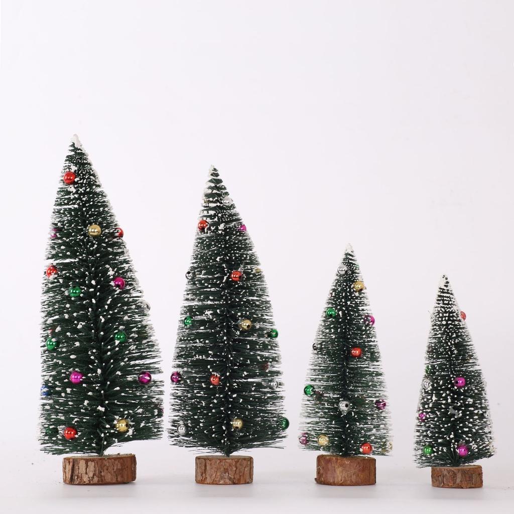 New Christmas Decorations Flocked Sticky Beads Mini Christmas Tree Christmas Desktop Ornaments Small Christmas Tree Ornaments