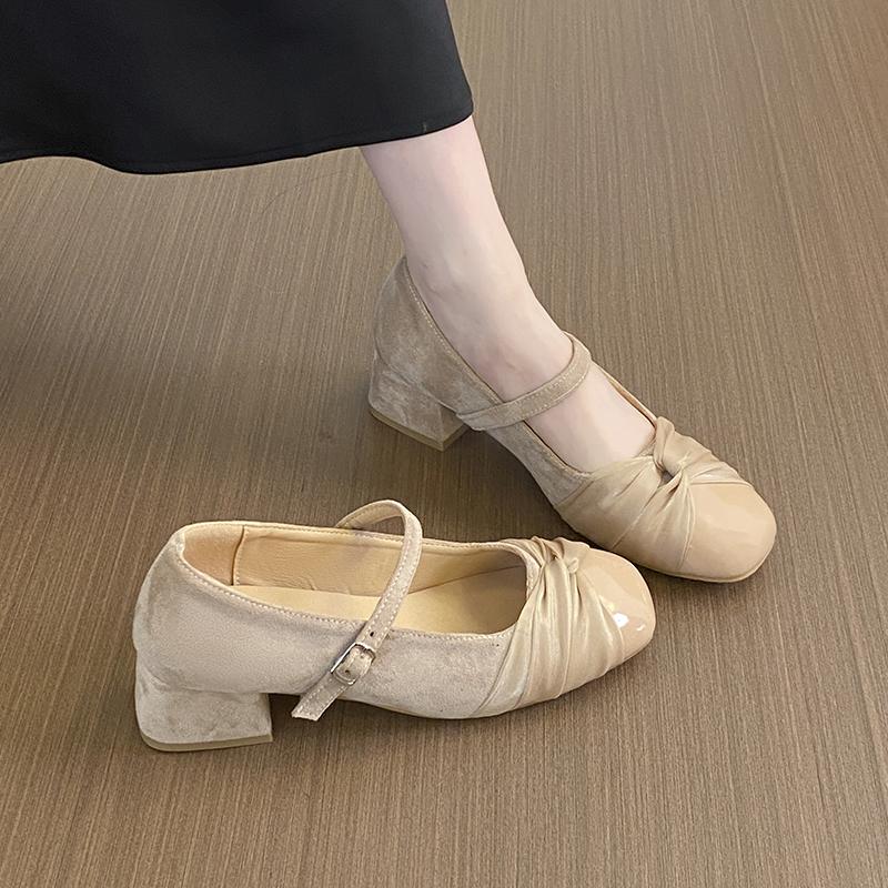 New Style Women's Thick Heel Women Mary Jane Shoes Square Toe Shallow Butterfly-knot Ladies Casual Shoes Zapatos Mujer