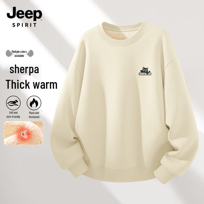 JEEP SPIRIT Men's Plush Lamb Wool Warm Sweatshirt