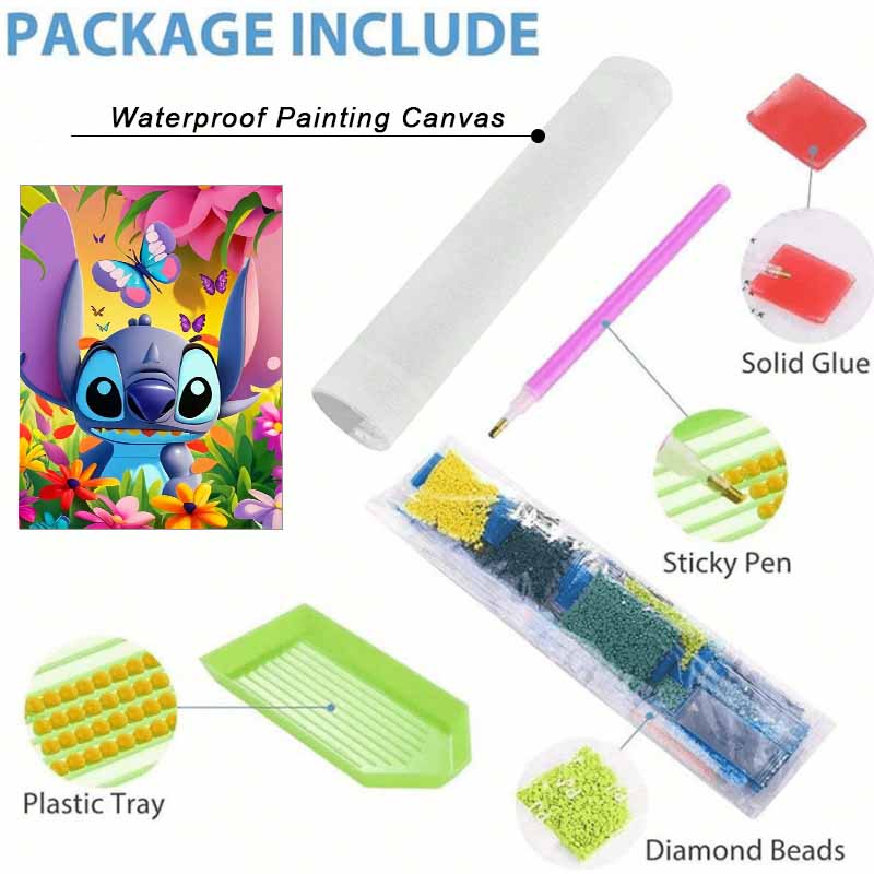 Disney diamond painting 5D round diamond full of diamonds diy handmade stickers, Stitch and butterflies home decoration paintings