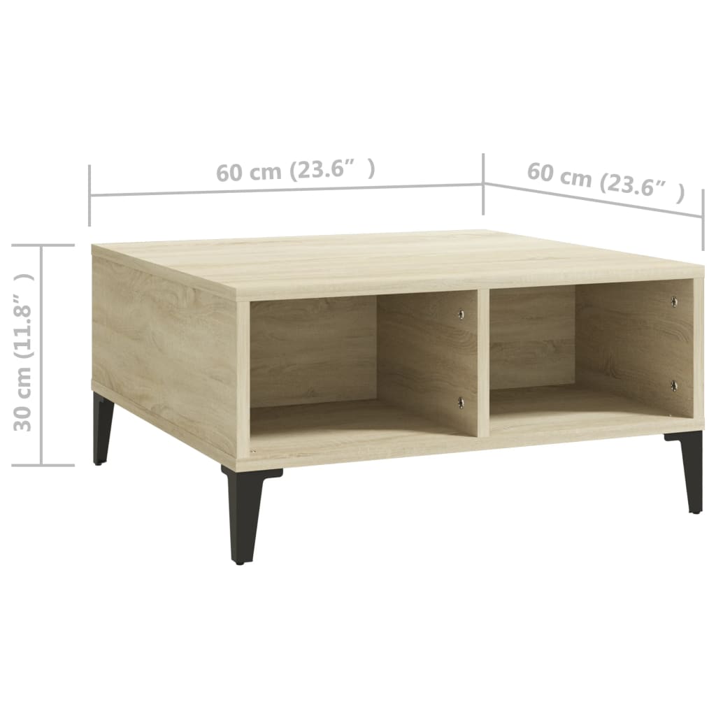 Vidaxl Coffee Table, Sonoma Oak, 60X60X30 Cm, Wood-Based Material