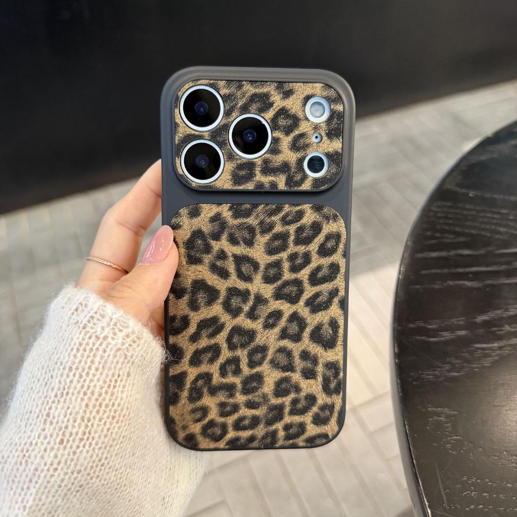 Fashion Cold Wind Leopard Print Is Suitable for Apple 17Promax Mobile Phone Case iPhone16 Fine Hole 15 All-inclusive 14 Glitter
