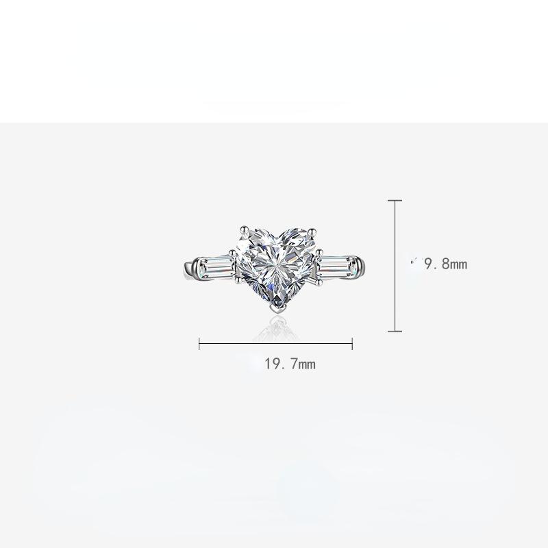 BELLA BOX Heart ShapedOpening Resizable Rings For Women Zircon Engagement Party Fine Jewelry Gift