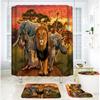 Bathroom Shower Curtain Four-Piece Digital Printing African Animal Waterproof Shower Curtain Shower Curtain Partition Curtain Bath Mat