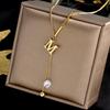 Luxurious Titanium Steel Letter Pendant Necklace - Women's Trendy Clavicle Choker