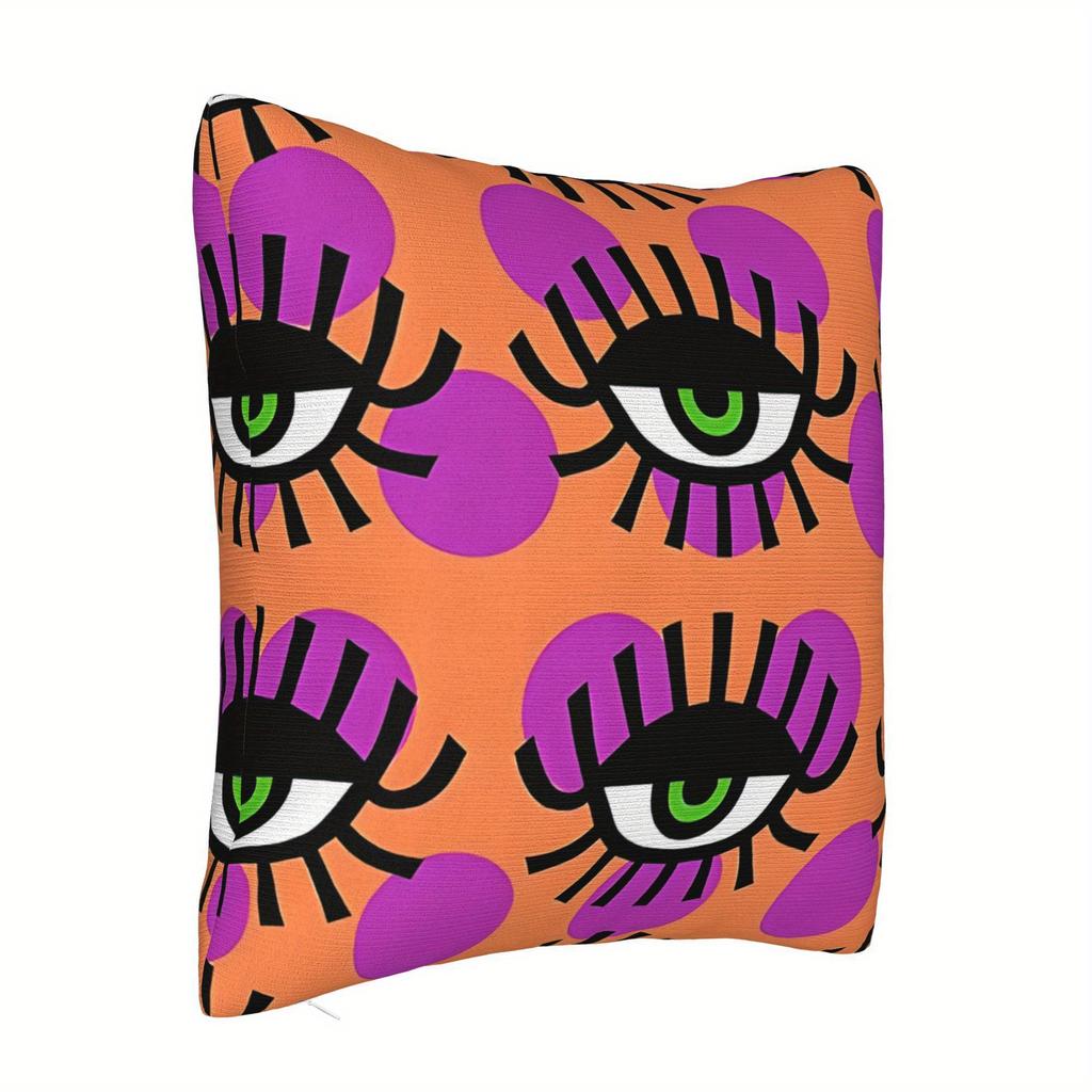 [Decorative Cushion Case] 1Pc Pop Art Eyes Throw Pillow Cover, Contemporary Style, Machine Washable, Zipper Closure, Woven Polye