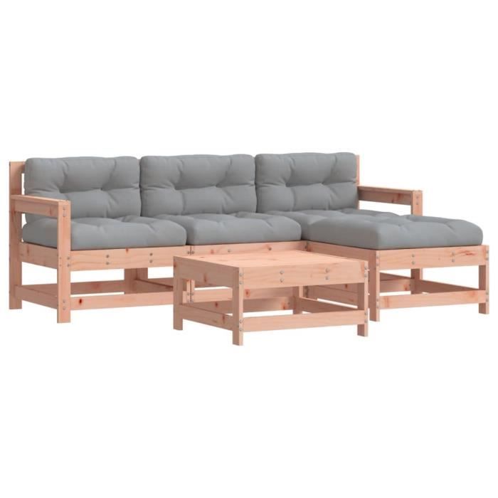 VidaXL Salon de jardin 5 pcs avec coussins bois massif douglas 3185799