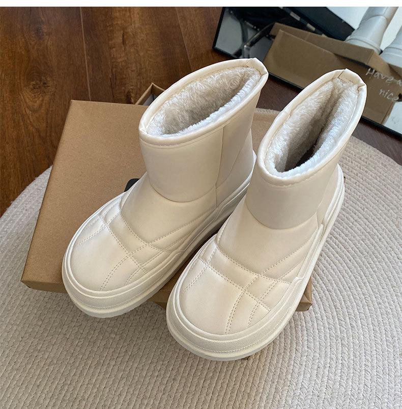 

Fashion commuter Internet celebrity fleece thickened warm thick-soled snow boots women s 2025 new winter heightening bread shoes 35 бежевый