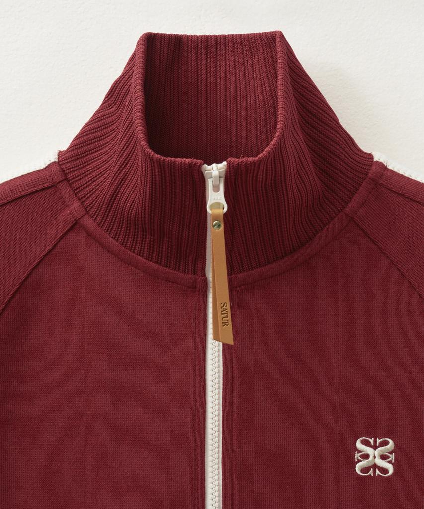 Satur Lawton All Day Track Zip-Up Jacket Burgundy