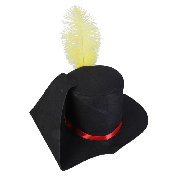 Versatile Black Christmas Hat with Feathered Detailing for Caroler Snowman