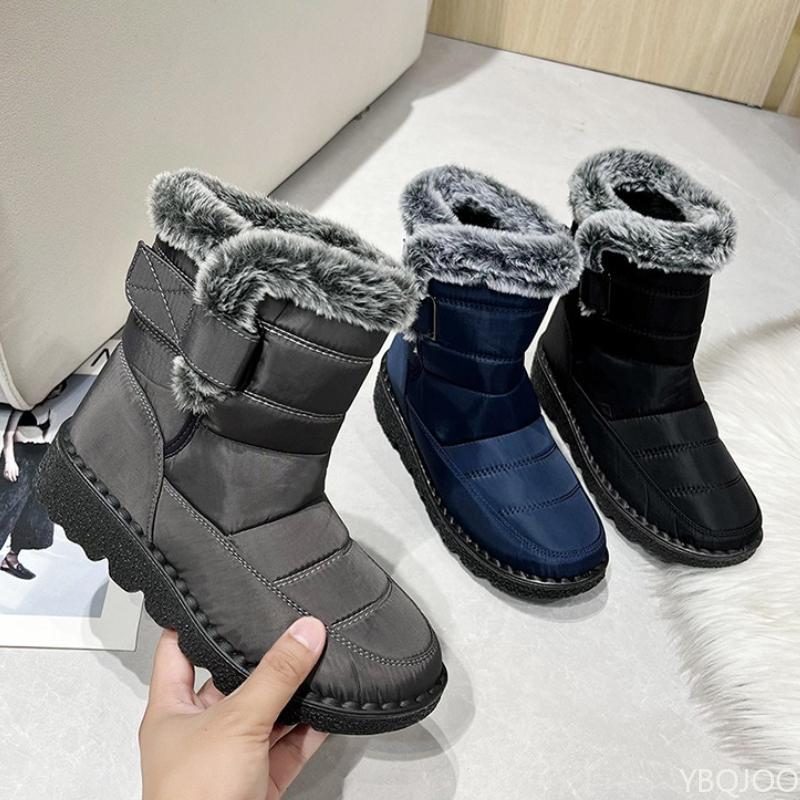 Magasszárú női hócsizma télre vastag meleg nagy méret csúszásgátló kopásálló egyszerű kényelmes pamutcsizma