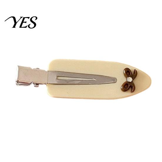 Smooth Opening Hair Clip Acetate Sheet Plate Hairpin, Rounded Rhinestones Inlay Pin, Elastic Clasp for Bangs And Broken Gentle Pattern