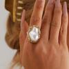 European & American Retro Faux Pearl Women's Irregular Open Ring - Unique Niche Design