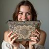 New Creative Pattern Zipper Storage Bag Printed Fine Hemp Cloth Bag Women's Multi Functional Makeup Bag
