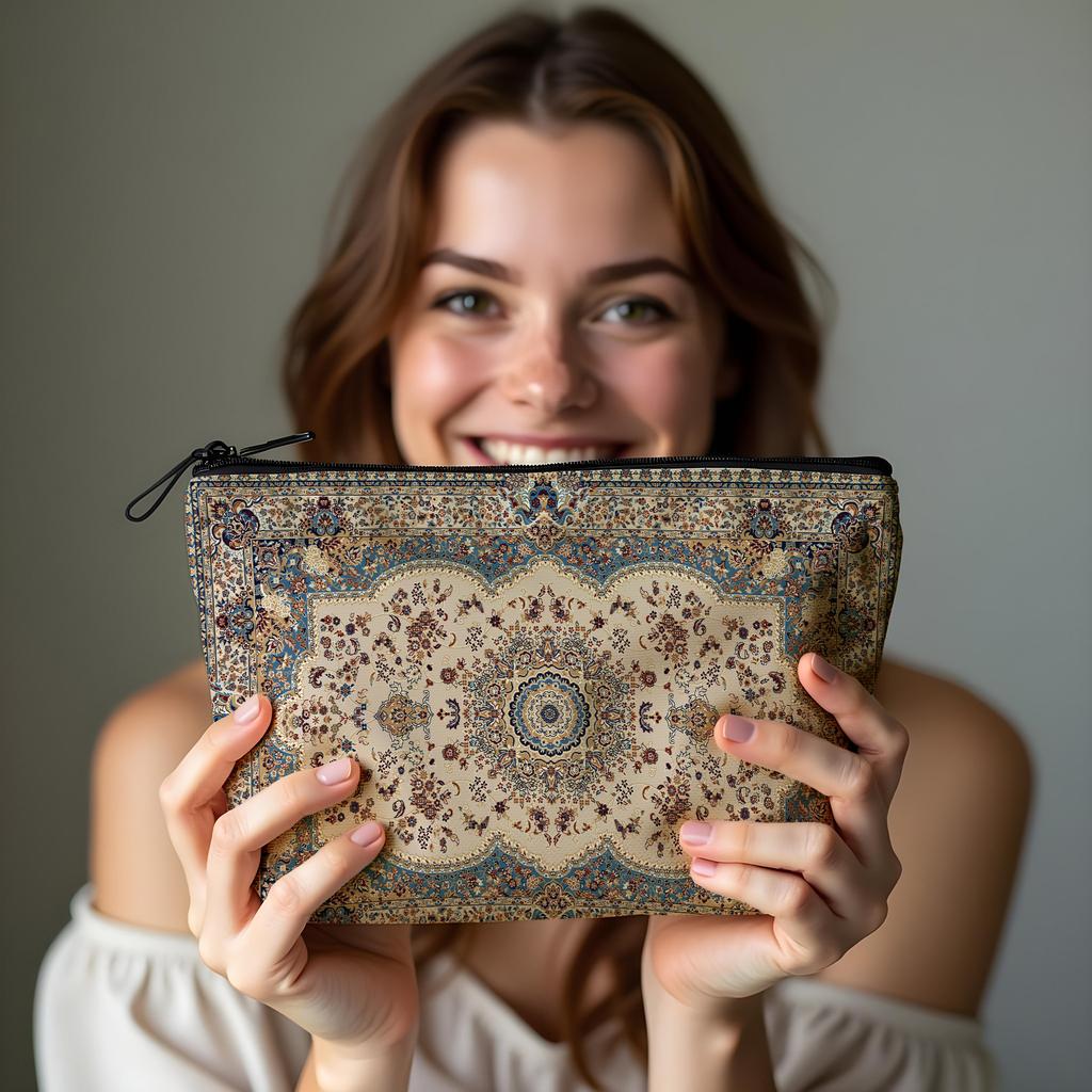 New Creative Pattern Zipper Storage Bag Printed Fine Hemp Cloth Bag Women's Multi Functional Makeup Bag