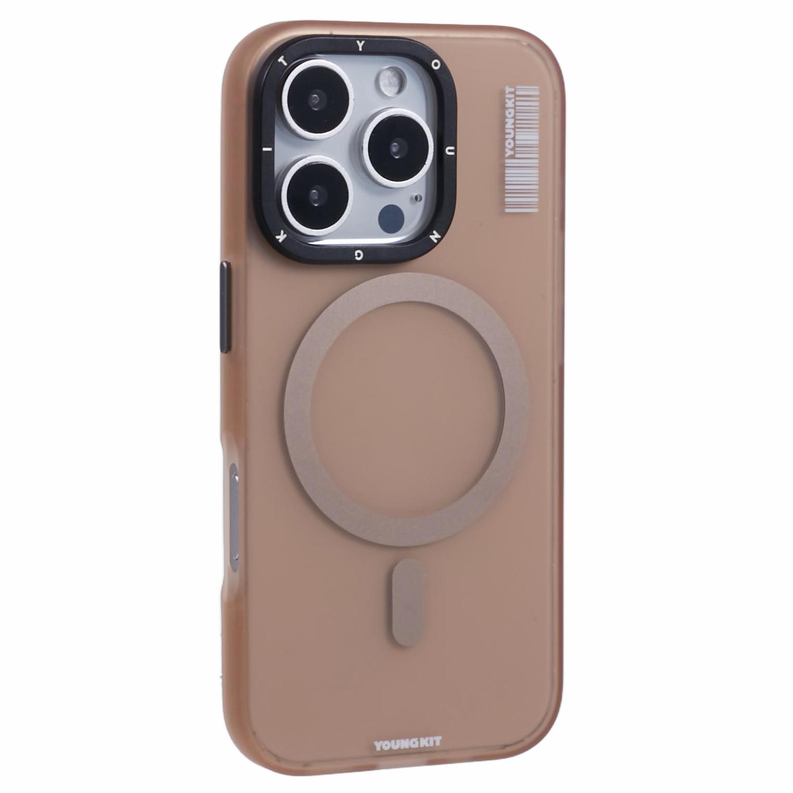 

YOUNGKIT For iPhone 16 Pro Max Case Compatible with MagSafe PET+TPU Matte Back Phone Cover Titanium Gold