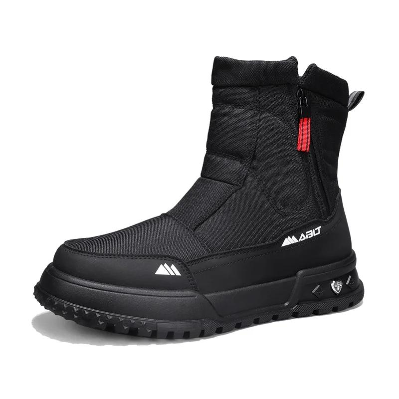 

Мужские зимние ботинки 2025 года, плюшевые теплые, уличные, высокие, спортивные, повседневные, рабочие, холодостойкие, удобные, хлопковые, нескользящие, на платформе 44 чёрный