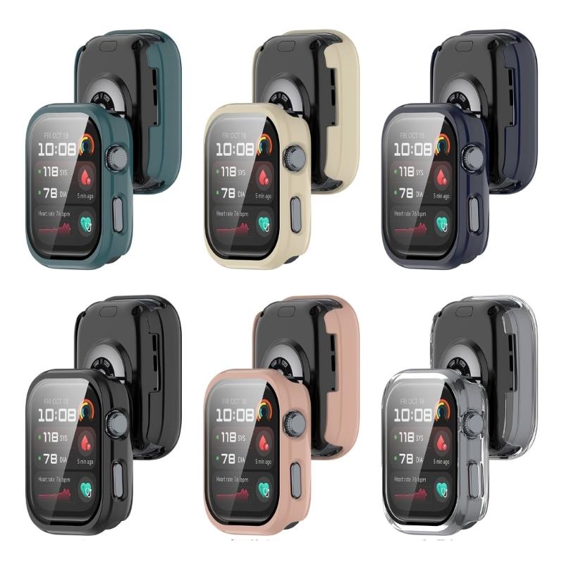 Scratch Proof Protective Cover For Smartwatch With Integrated Screen Guard Shockproof Prevents Damage PC Tempered Glass