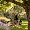 Bird Feeder Retro Metal Feeder, Hanging with Transparent Acrylic Bronze Texture Panels, Decorative Garden for Backyard Wild Birds Window