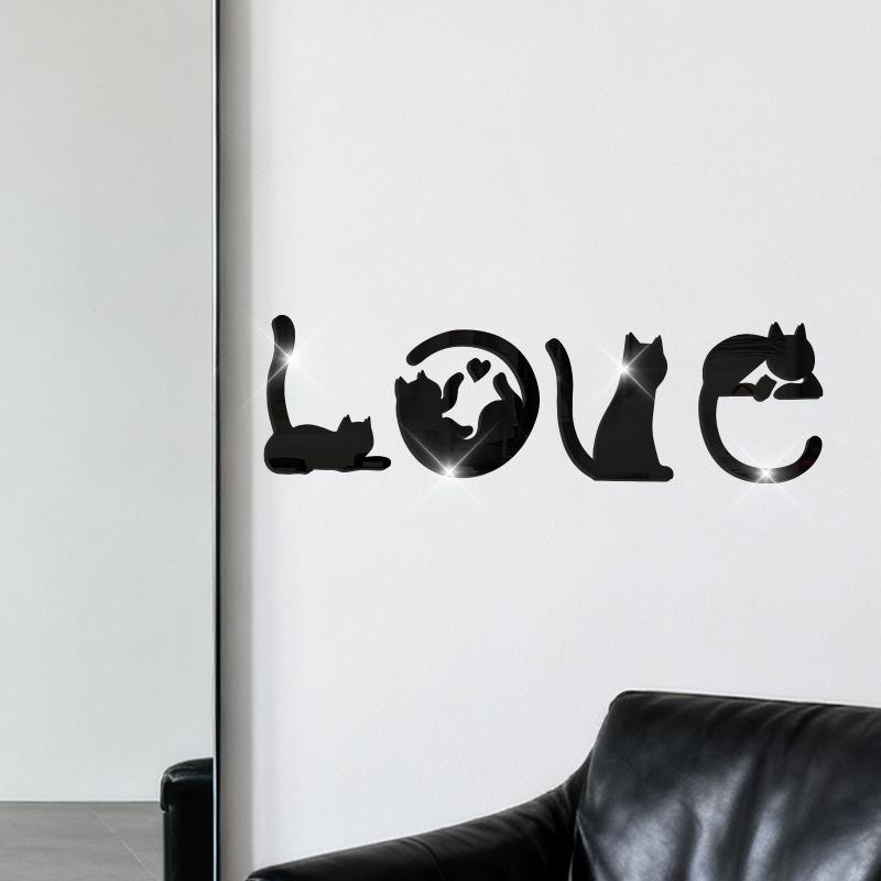 Decorative Cat-Shaped Acrylic Wall Sticker for Bedroom, Living Room, and Kids' Room
