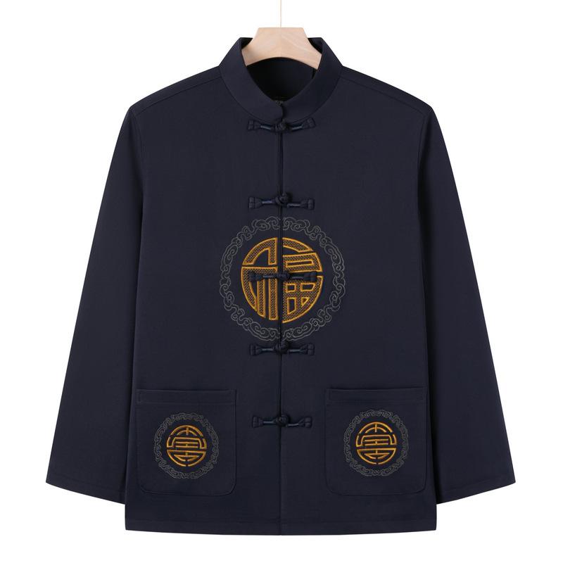 Middle-aged men's jacket, Mao suit, Dad's Tang suit, mid-spring and autumn coat, grandpa's birthday clothes, Tai Chi suit