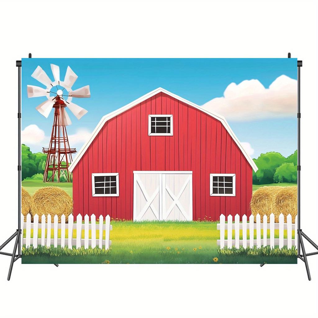 1pc rural farmhouse barn door background polyester farm party supplies festival themes theme event banners