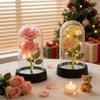 Christmas Valentine'S Day Gifts Eternal Rose Flowers In Glass Cover Simulation Rose Flower Desktop Ornament For Girlfriends