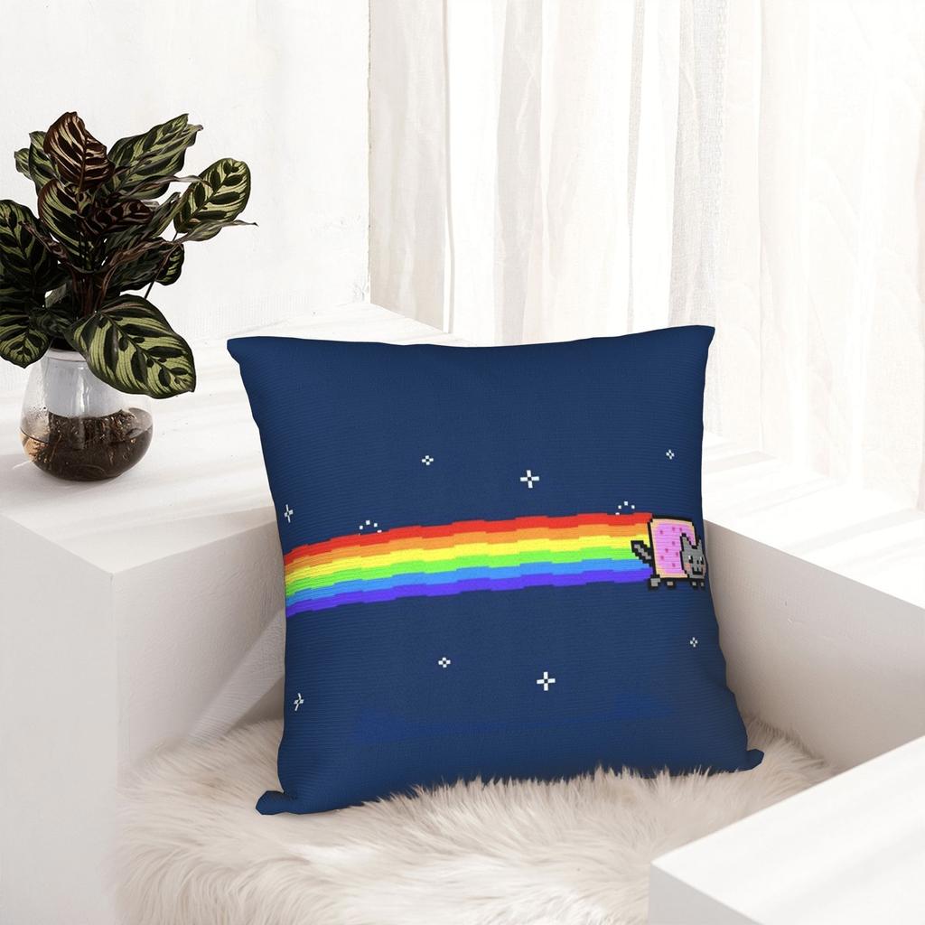 Printed Nyan-Cats Rainbow Funny Game Pillowcase Polyester Cushion Cover Gift Internet Meme Pillow Case Cover Home Drop Shipping