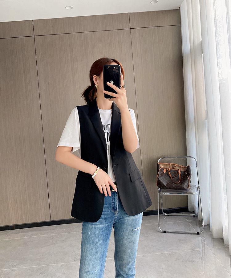 Gilet de costume minimaliste tendance de style coréen pour femmes - Vêtement d'extérieur haut de gamme, à la mode et polyvalent