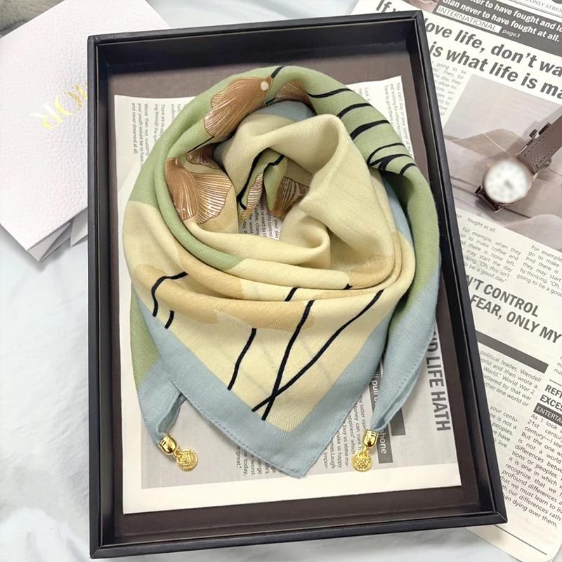 1PC Necklace French Style Magnetic Closure Gift Silk Scarf Luxury Painted Pattern Elegant Neck Scarf Versatile Multi-Color