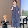 Summer mother cotton and silk over the knee skirt loose large size fat man dress thin middle-aged man wearing long dress