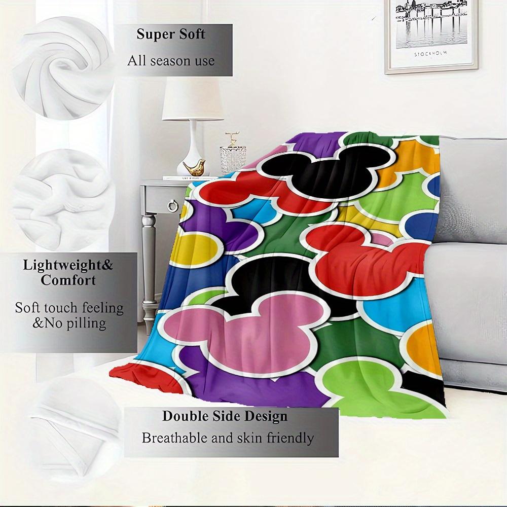 1pc Velvet Mickey Mouse Ears Multi-Color Throw Blanket for Bed Sofa Gift Home Decoration, Soft Warm Plush Coverlet, Room Decor