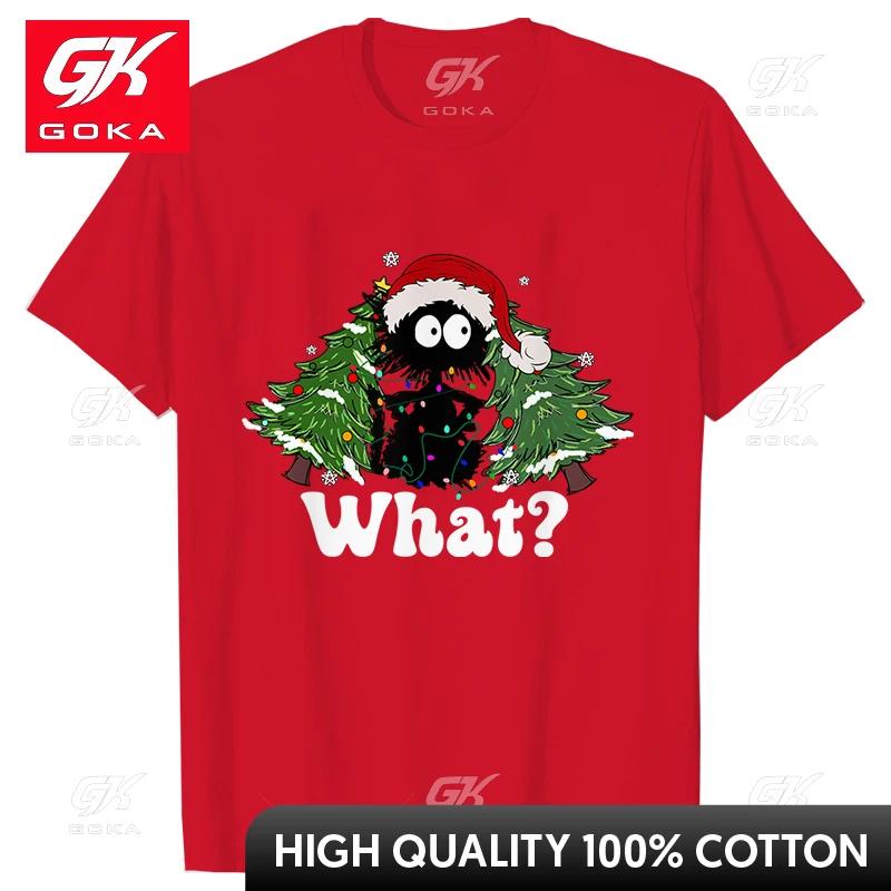

Funny Christmas Unisex T Shirt Xmas Cute Cat What Christmas Tree Y2k Tops Ulzzang Harajuku Short Sleeve Tees Male Aesthetic Clothes S
