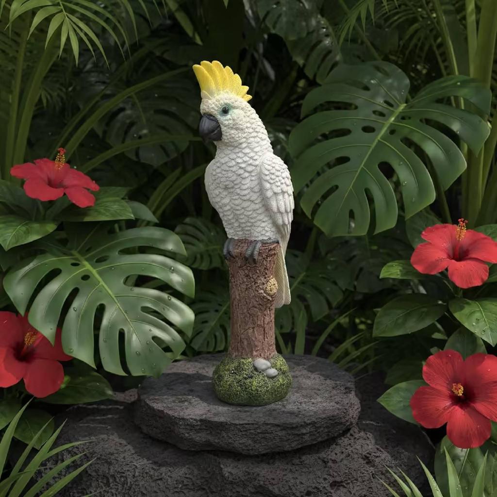 Parrot Figurine Animal Sculpture Crafts Bird Ornament Creative Tabletop Decoration Garden Statue for