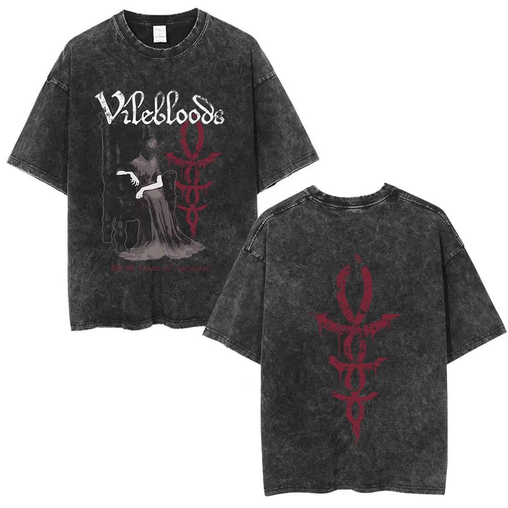 Washed Vintage Game Bloodborne Fear The Old Blood T Shirt Men Women Casual Oversized Tshirt Male High Quality Cotton Tshirts
