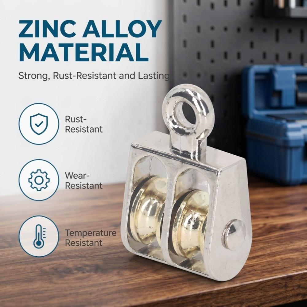 4pcs Stainless Steel Double Pulley Block 100KG Capacity Rope Pulley Block Cable Pulling