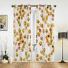 Yellow Watercolor Leaf Window Curtains for Living Room Bedroom Luxury Modern Kitchen Curtains Fabric Drapes