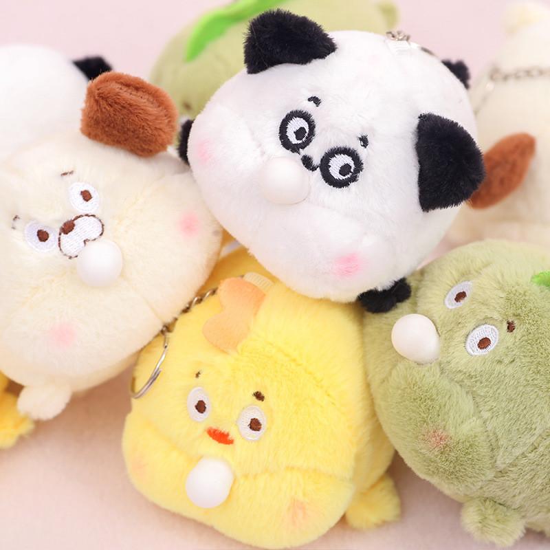 10cm 1Pcs Puffing Bubble Cute Pendant Blowing Bubble Puppy Cute Panda Head Doll Pendant Bag Keychain Plush Toy
