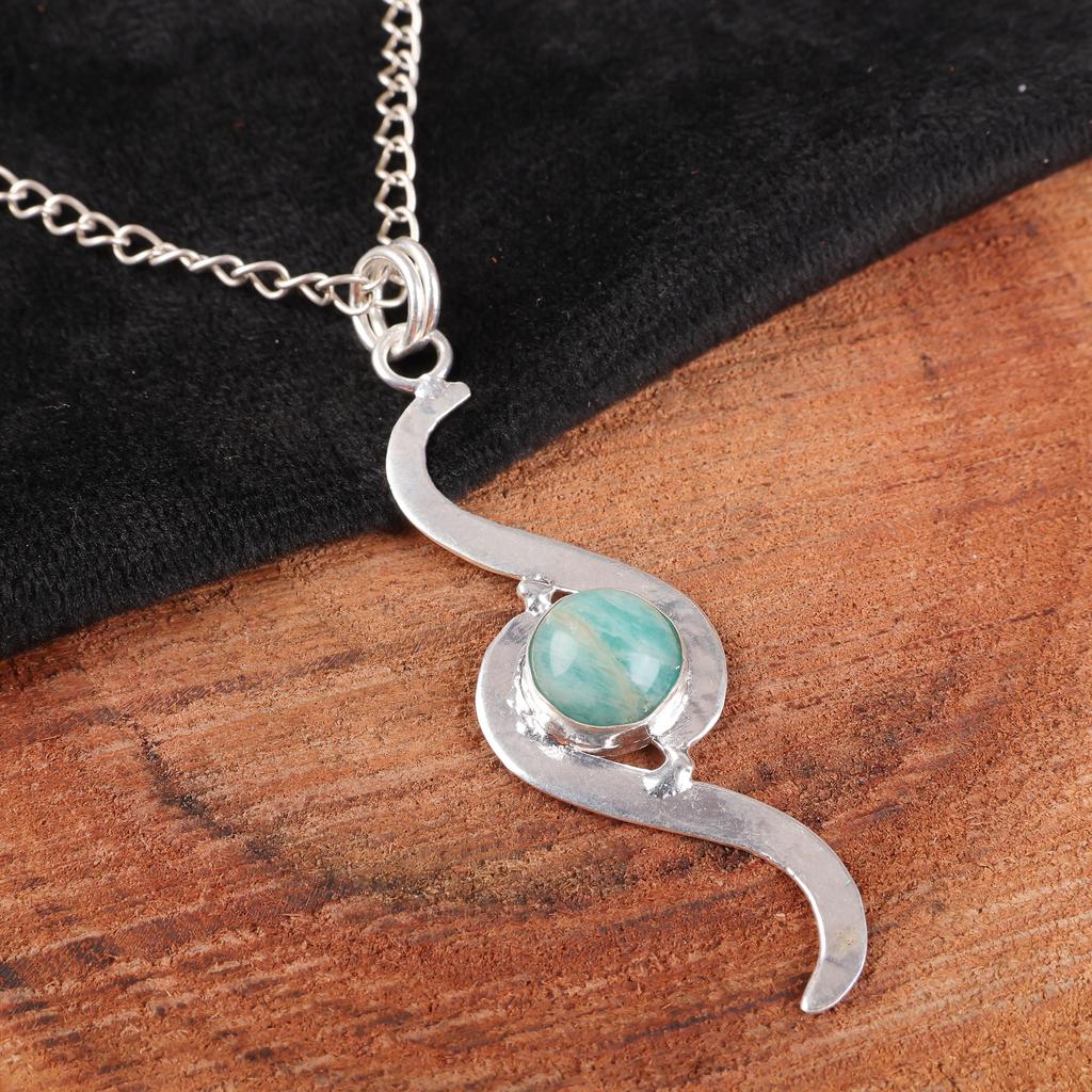 Amazonite Jewelry, 925 Sterling Silver, Handmade Attractive Pendant, Boho Amazonite Gemstone Spiritual Pendant For Women