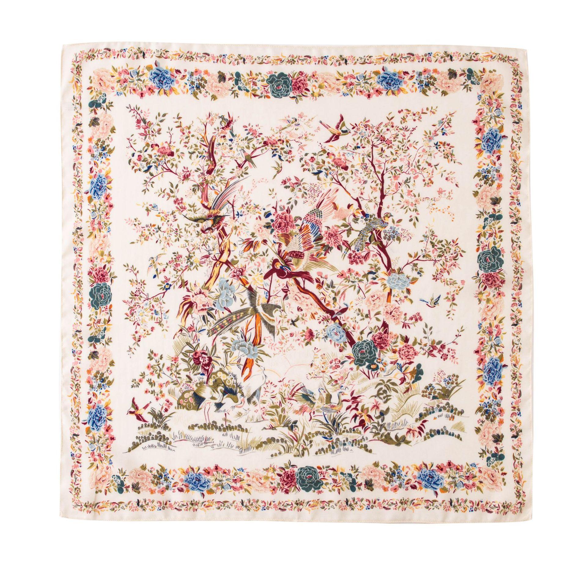 

New product literary floral simulation silk scarf small fresh decorative scarf fashion professional shawl square scarf 70*70cm