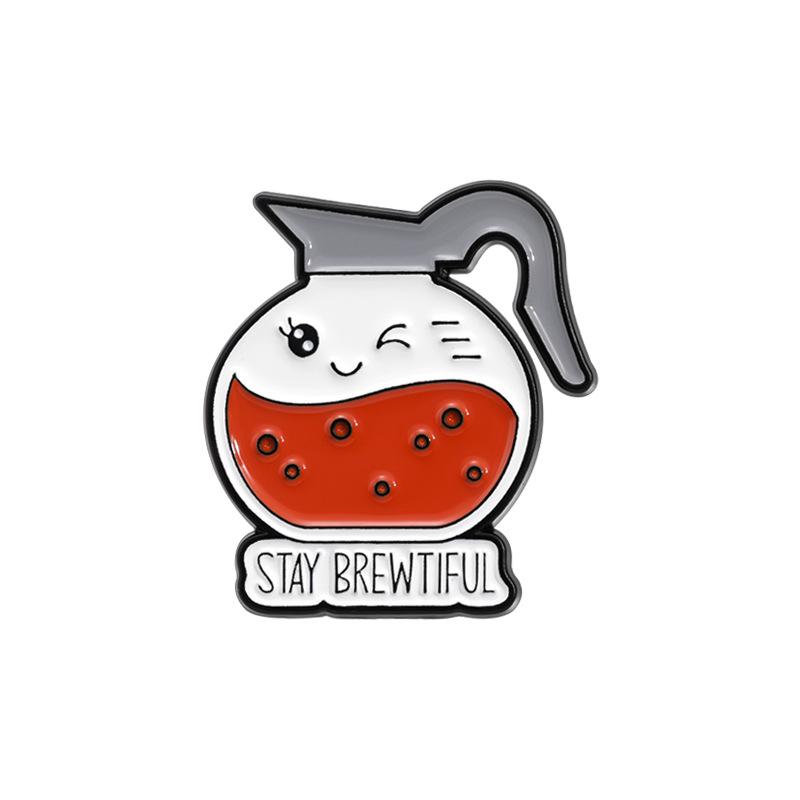 

Coffee Creative Cartoon Drink Cup Alloy Brooch Unique Fashion Accessory Badge Pin QHXZ1763
