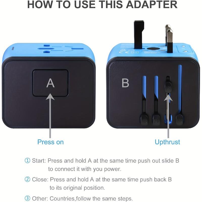 Universeller Reiseadapter Reiseladegerät für US EU UK AUS Reisen mit 3 USB- und 1 Typ-C-Anschluss