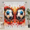 2pcs- Love Football Polyester Curtains, Pole Bag Curtains 42*84, Bedroom, Living Room, Home Room Decoration